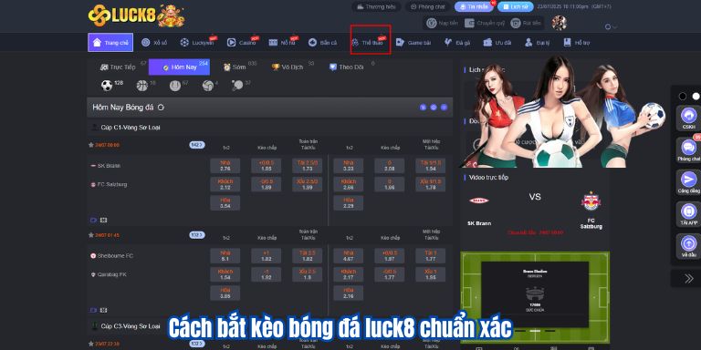 Cách bắt kèo bóng đá luck8 chuẩn xác